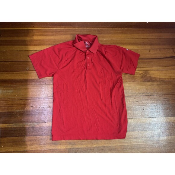 Fabletics Men's Medium The Training Day Polo Shirt Red - Breathable Active Gym - Picture 2 of 5